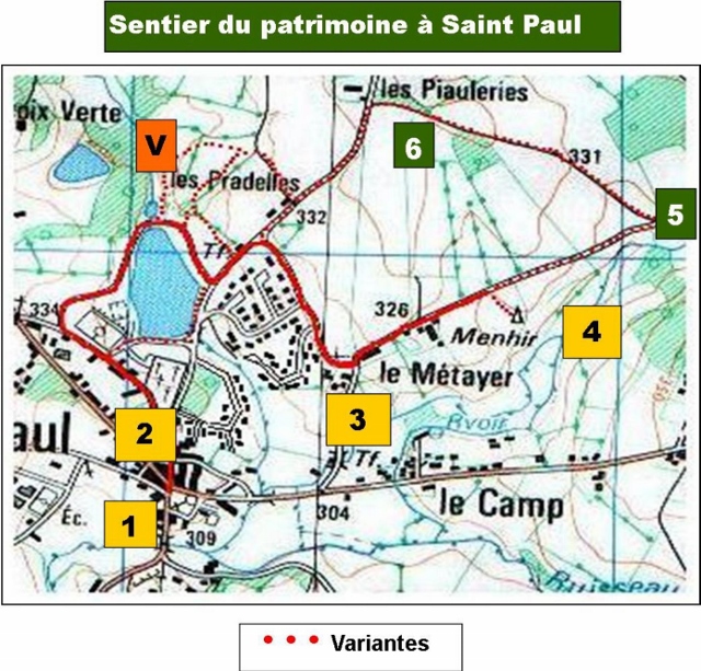 Plan du circuit du patrimoine de Saint-Paul