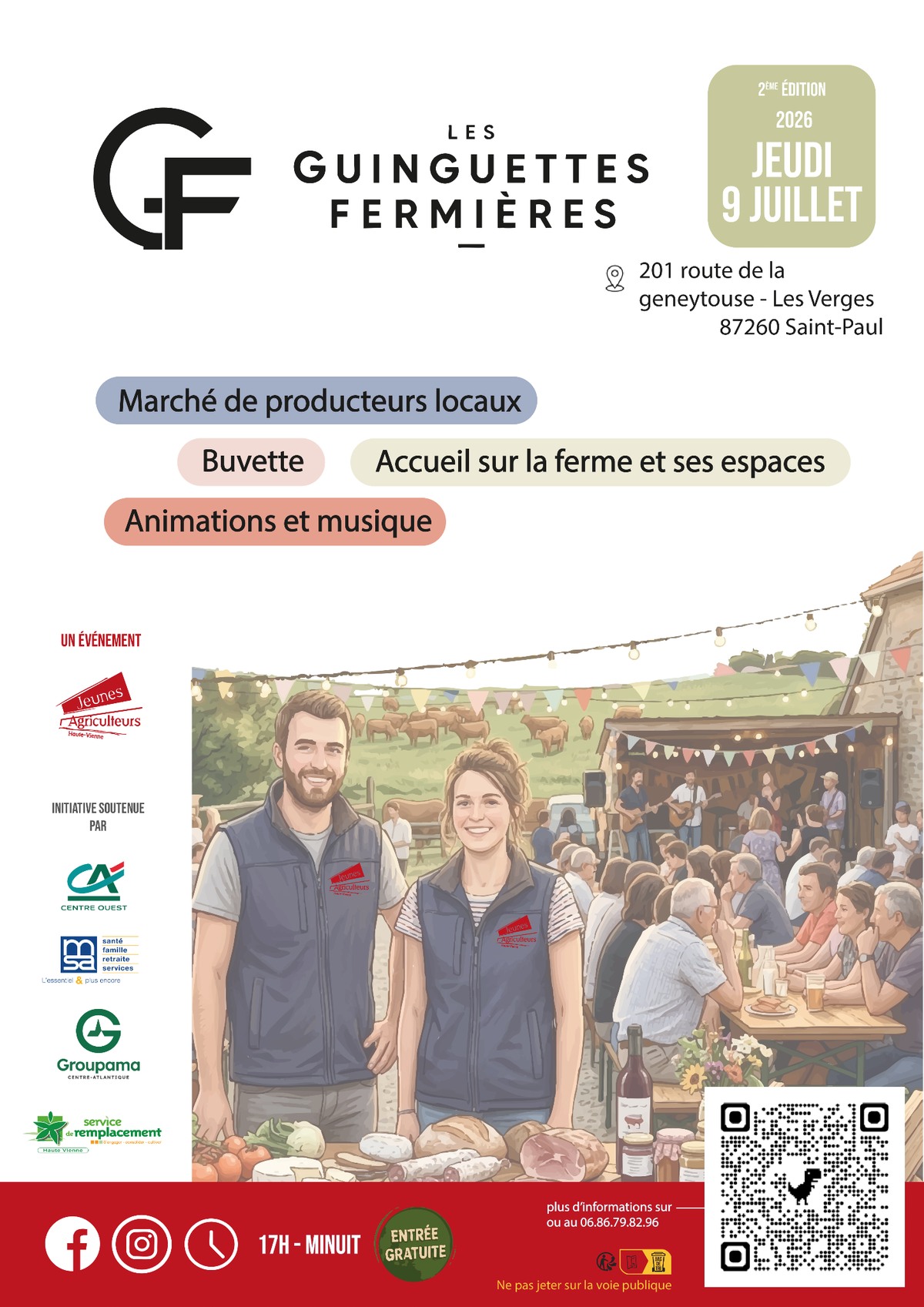 Affiche des Guinguettes Fermières à Saint-Paul le 9 juillet